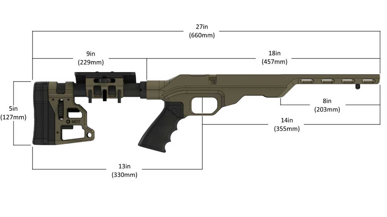 MDT Generation 2 LSS Rifle Chassis Dimensions